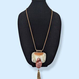 Vintage Lucite Suitcase Statement Pendant Necklace